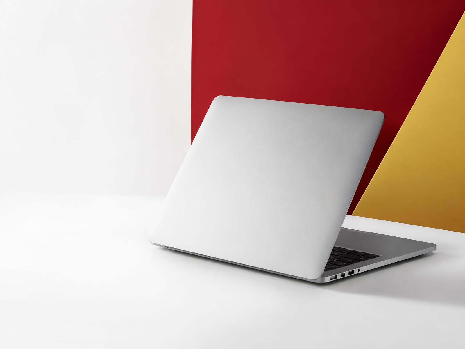 Laptop against Caveat red and yellow planes